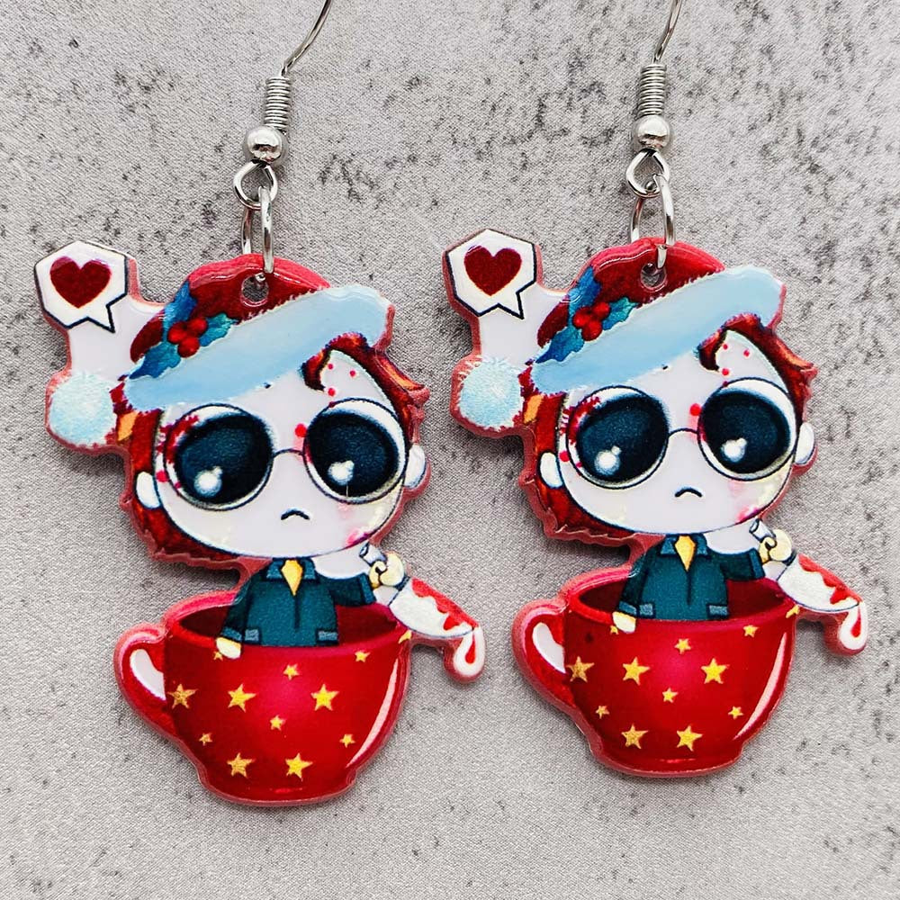 Wholesale Halloween Ghost Doll Acrylic Pendant Earrings